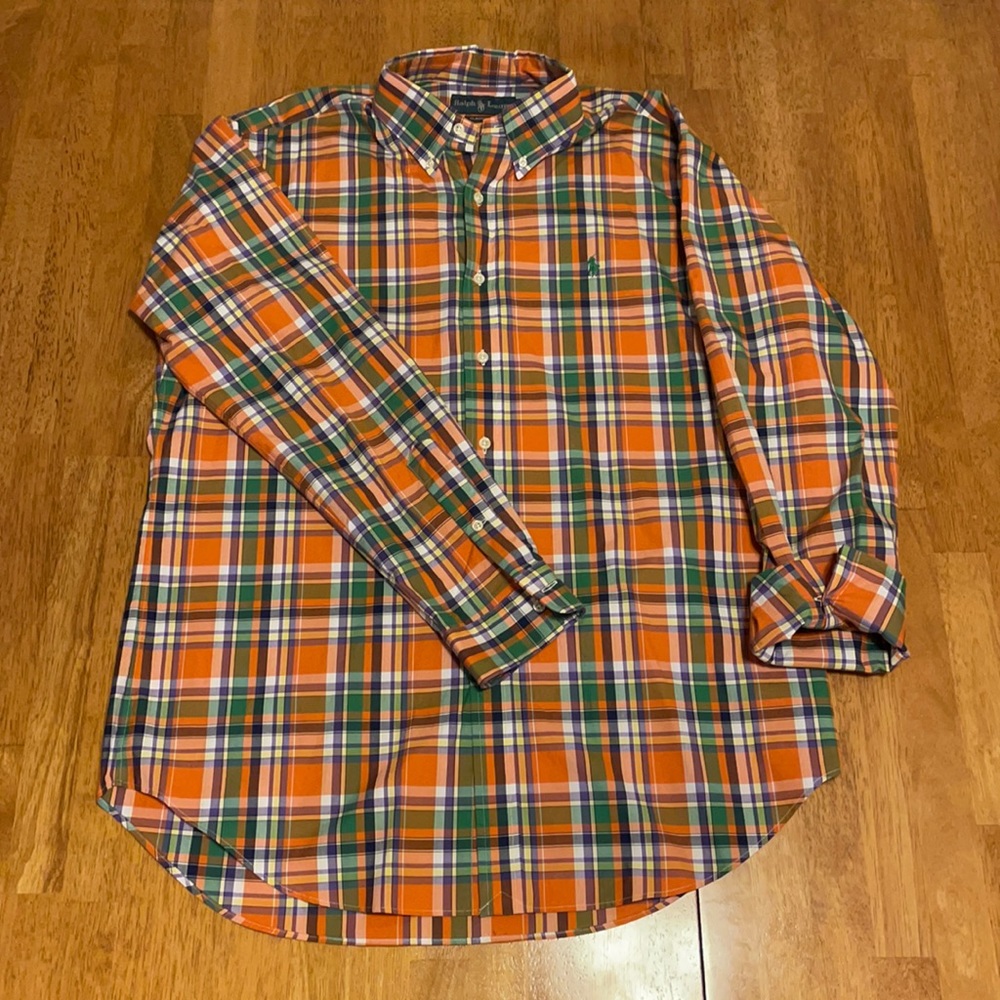 Ralph Lauren Polo Men’s Large Plaid Classic Fit Long-Sleeved Button-Up Shirt
